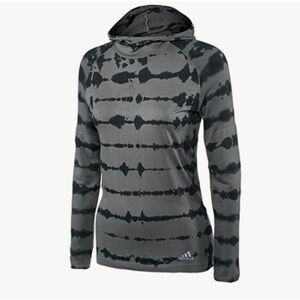 Adidas Running Gray and Black Long Sleeve Tie Dye T-Shirt with Arm Holes Size XS